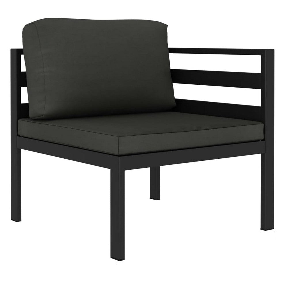 Shina 2pc Modular Outdoor Sofa Set Black Aluminum Polyester Fabric BM325666