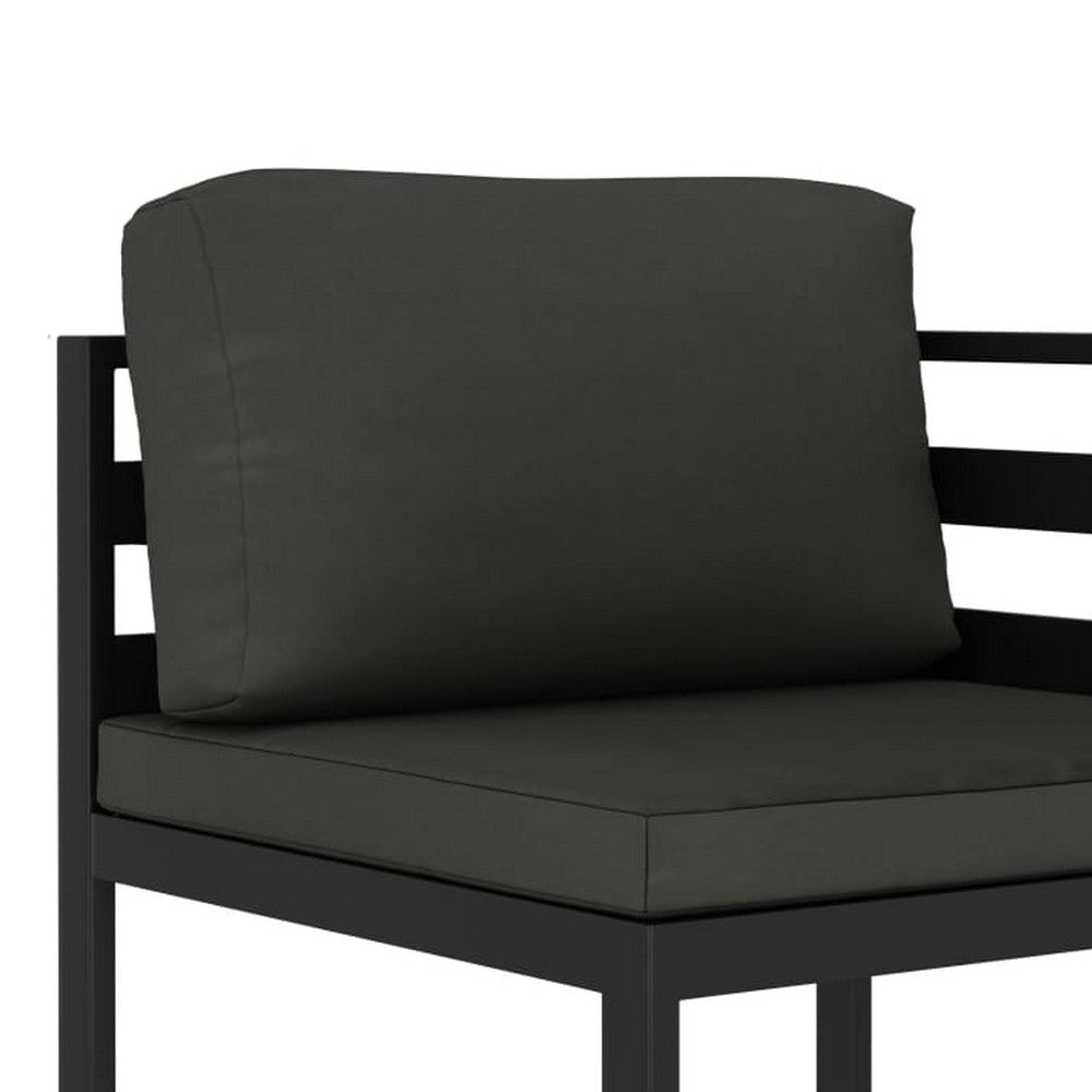 Shina 2pc Modular Outdoor Sofa Set Black Aluminum Polyester Fabric BM325666