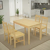 5 Piece Dining Table Set with 4 Side Chairs, Natural Brown Pine Wood
