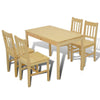 5 Piece Dining Table Set with 4 Side Chairs, Natural Brown Pine Wood