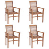 Lima Outdoor Dining Side Chair Set of 4 Brown Teak Wood Gray Fabric BM325668