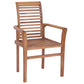 Lima Outdoor Dining Side Chair Set of 4 Brown Teak Wood Gray Fabric BM325668