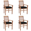 Lima Outdoor Dining Side Chair Set of 4, Brown Teak Wood, Black Fabric