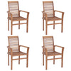 Lima Outdoor Dining Side Chair Set of 4 Brown Teak Wood Black Fabric