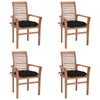 Lima Outdoor Dining Side Chair Set of 4, Brown Teak Wood, Black Fabric