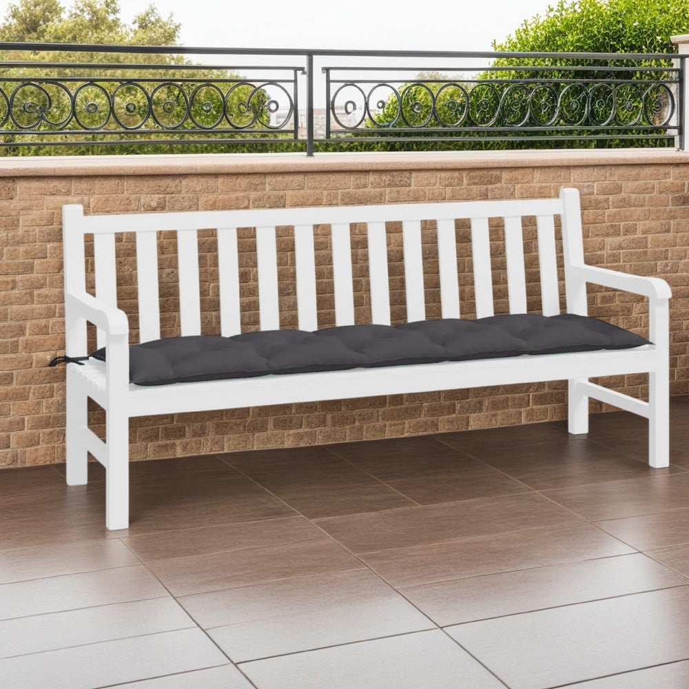 Claire Outdoor Cushion for Bench, Soft Dark Gray Button Tufted, 71"