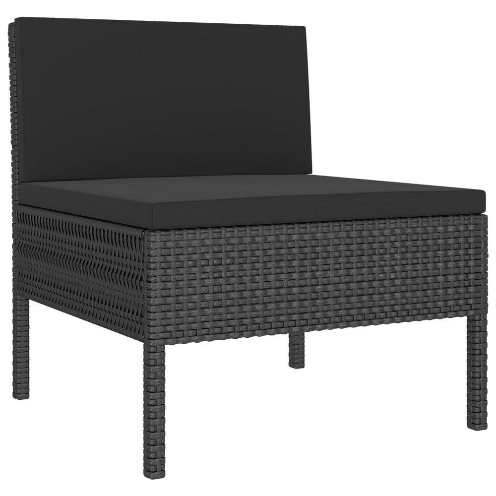 3pc Outdoor Lounge Set Coffee Table and Loveseat Black Poly Rattan BM325673