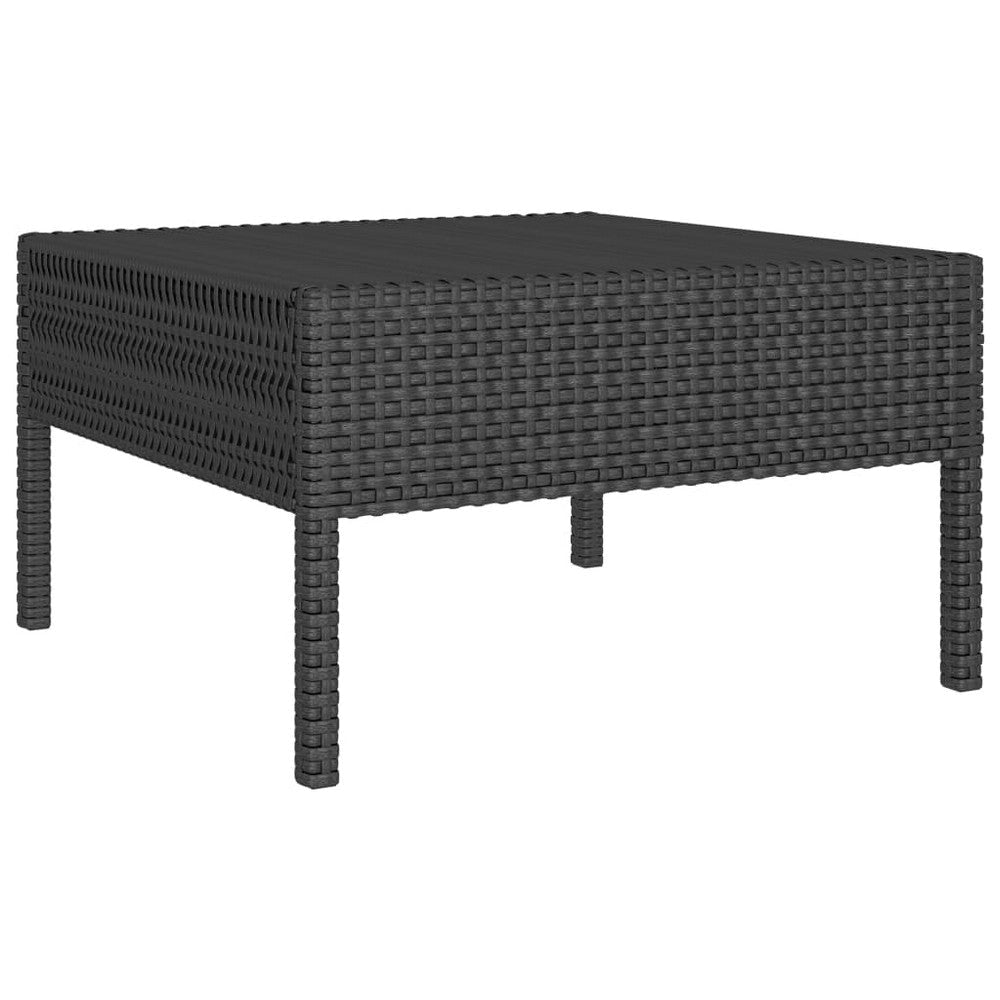 3pc Outdoor Lounge Set Coffee Table and Loveseat Black Poly Rattan BM325673