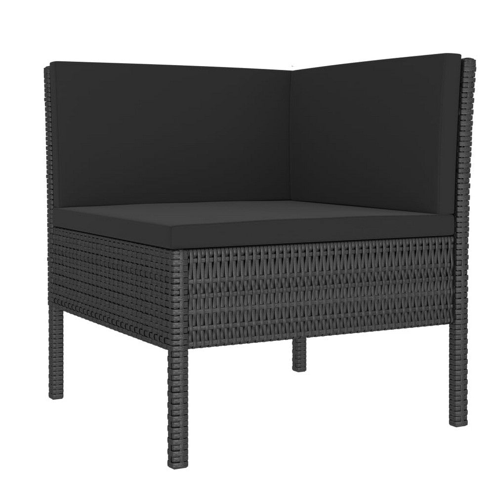 3pc Outdoor Lounge Set Coffee Table and Loveseat Black Poly Rattan BM325673
