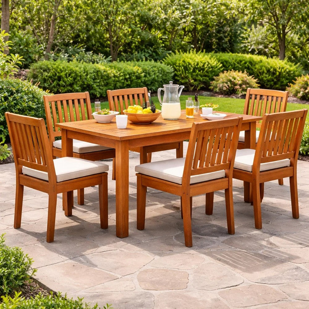 Outdoor Coffee Table, Slatted Brown Wood Top, Rustic Rectangular 28"