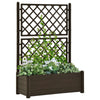 Garden Planter Flower Box with Trellis Mocha Brown Plastic Drainer BM325675