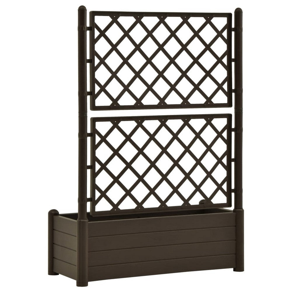 Garden Planter Flower Box with Trellis Mocha Brown Plastic Drainer BM325675
