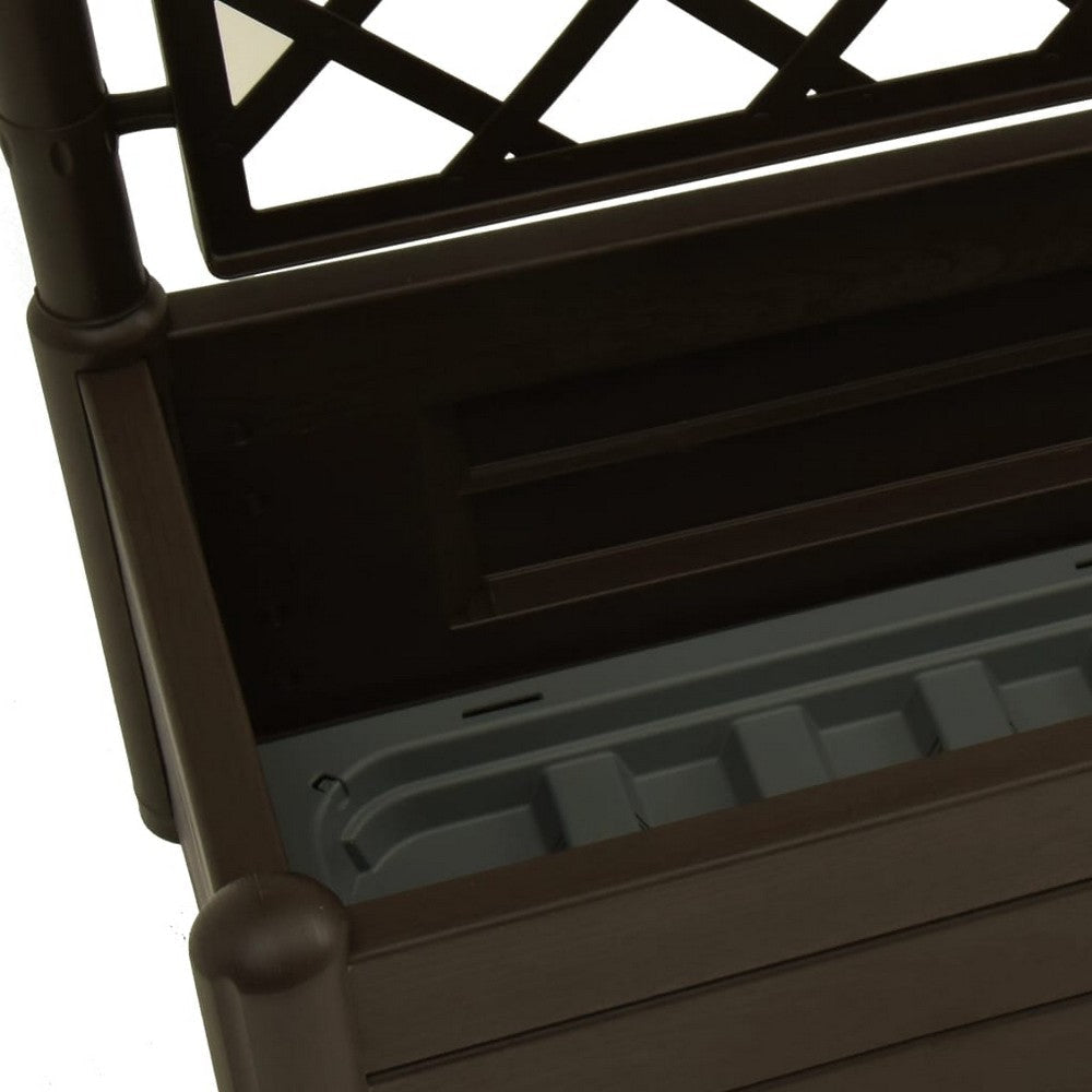 Garden Planter Flower Box with Trellis Mocha Brown Plastic Drainer BM325675