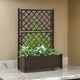 Garden Planter Flower Box with Trellis, Mocha Brown Plastic, Drainer