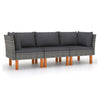 Casey Modular Outdoor Sofa, Gray Rattan, Fabric, Brown Wood Legs, 25"