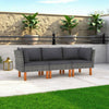 Casey Modular Outdoor Sofa, Gray Rattan, Fabric, Brown Wood Legs, 25"