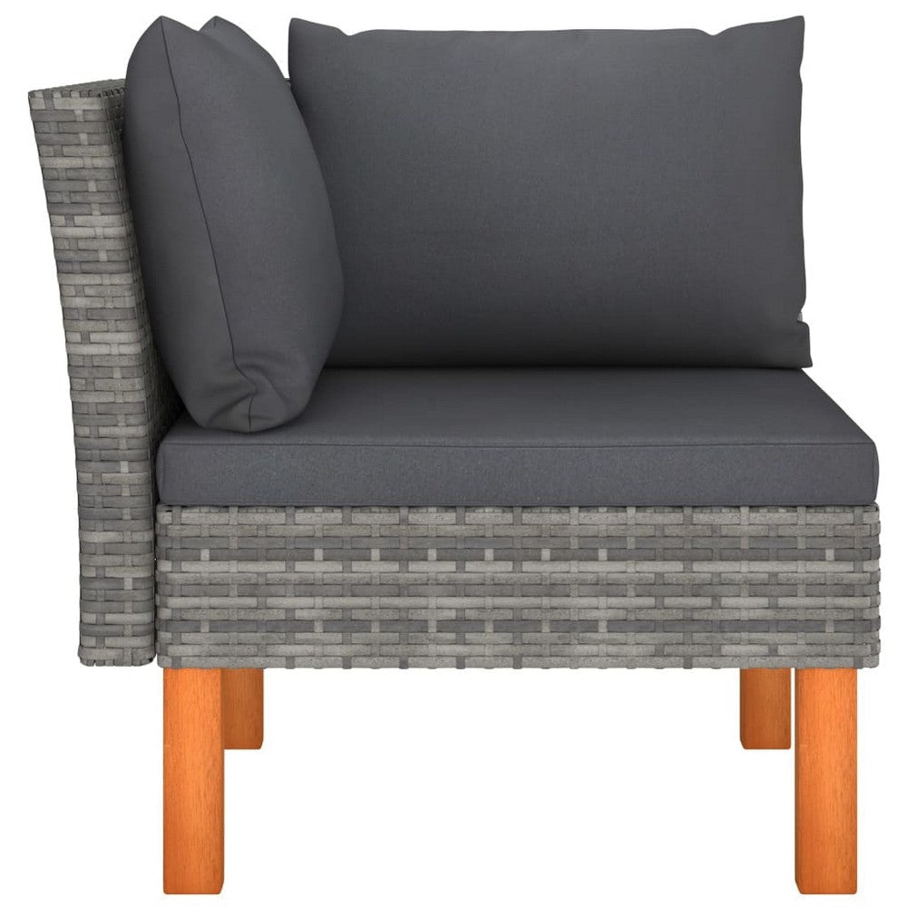 Casey 2pc Modular Outdoor Corner Loveseat Gray Rattan Fabric Cushions BM325677