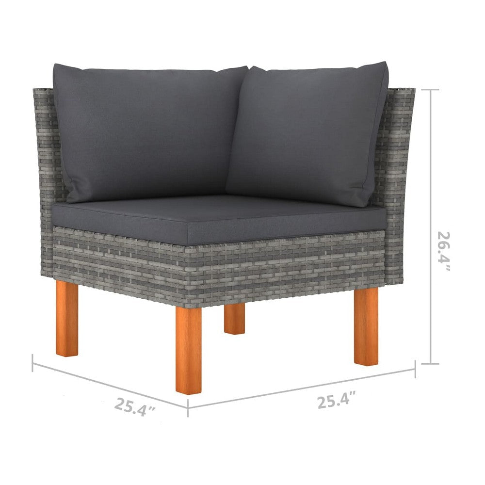 Casey 2pc Modular Outdoor Corner Loveseat Gray Rattan Fabric Cushions BM325677