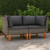 Casey 2pc Modular Outdoor Corner Loveseat Gray Rattan, Fabric Cushions