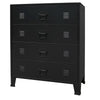 Storage Tall Dresser Chest 4 Spacious Drawers Black Metal Frame BM325678
