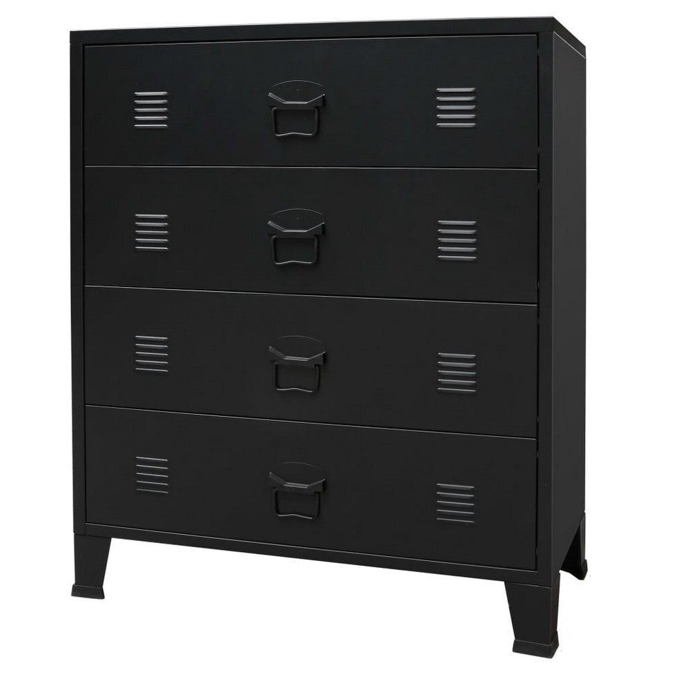 Storage Tall Dresser Chest 4 Spacious Drawers Black Metal Frame BM325678