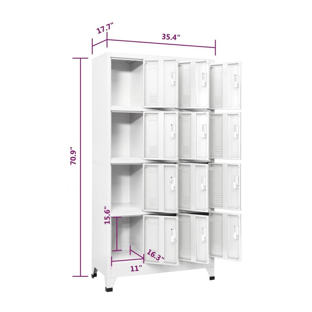Rim Locker Cabinet with 12 Storage Compartments Slate Gray Steel BM325680