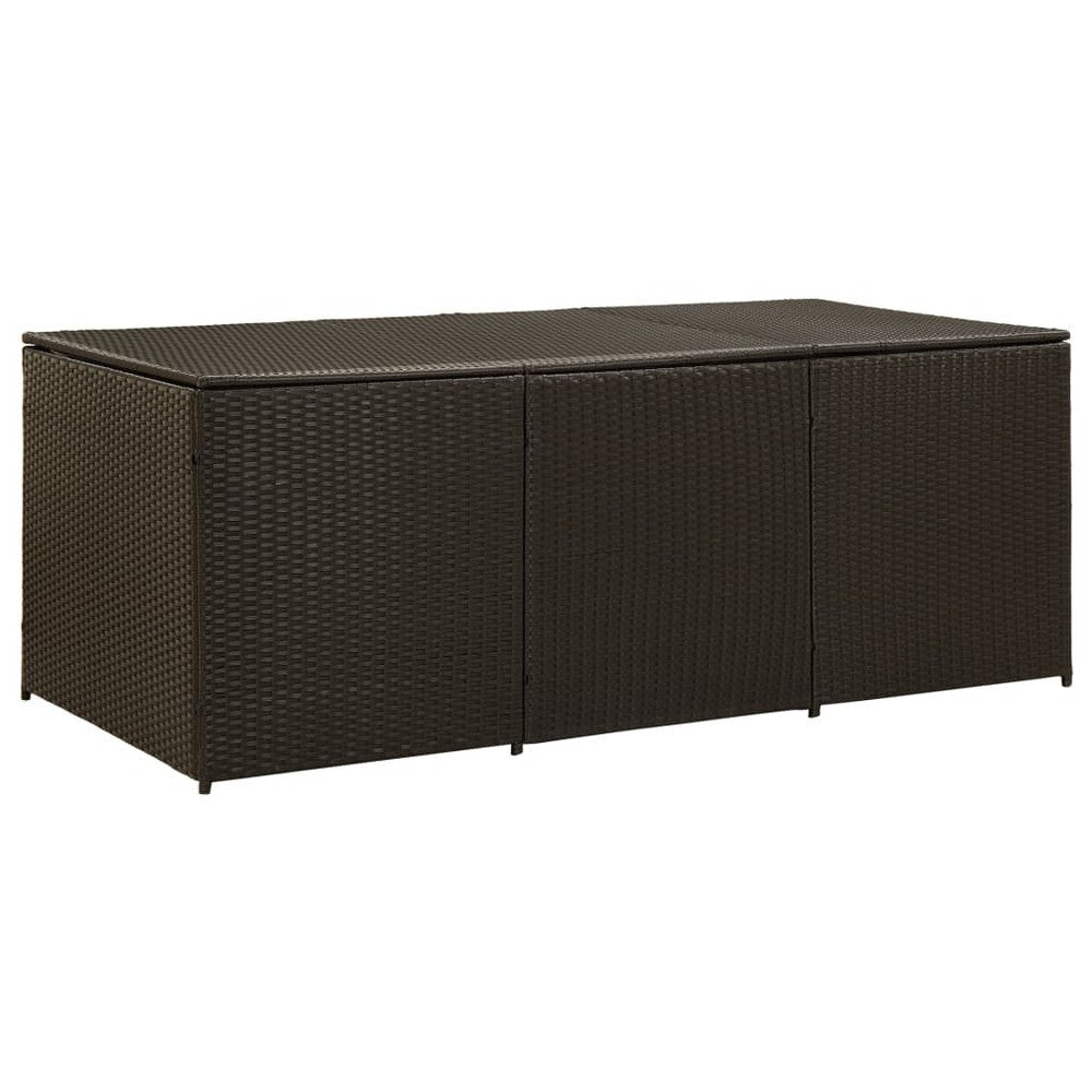 Outdoor Storage Box, Brown Rattan, 71" Powder Coated Steel Frame