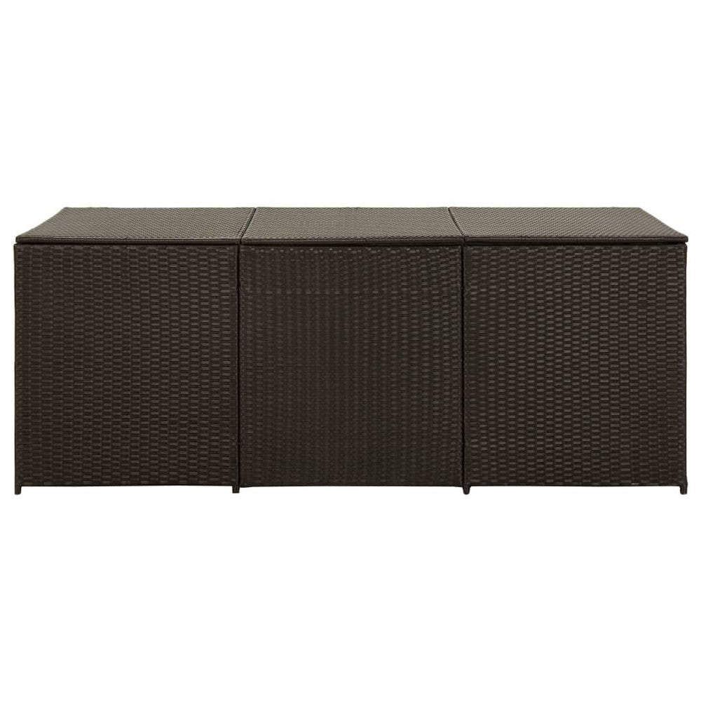 Outdoor Storage Box Brown Rattan 71’’ Powder Coated Steel Frame BM325684