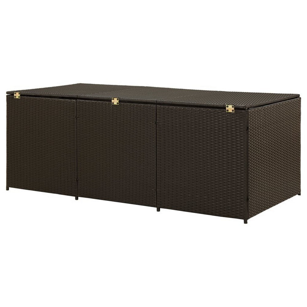 Outdoor Storage Box Brown Rattan 71’’ Powder Coated Steel Frame BM325684