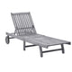 Outdoor Sun Lounger Gray Acacia Wood Ivory Fabric Cushion 78’’ BM325685