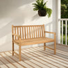 Outdoor Bench, Natural Brown Teak Wood Frame, Slatted Design, 45"