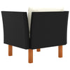 Outdoor Sofa Black Rattan Ivory Fabric Cushions Brown Wood 29’’ BM325690