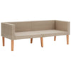 Outdoor Sofa Beige Rattan Gray Fabric Cushions Brown Wood 65’’ BM325691