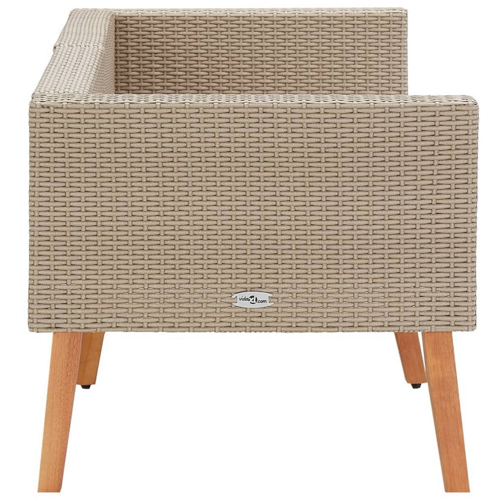 Outdoor Sofa Beige Rattan Gray Fabric Cushions Brown Wood 65’’ BM325691