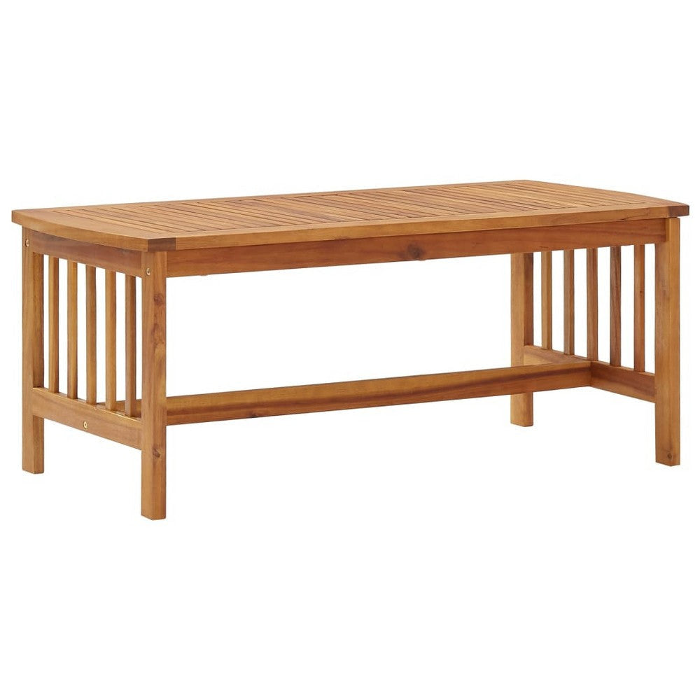 Mia Coffee Table Brown Acacia Wood Slatted Legs Rectangular 40’’ BM325692