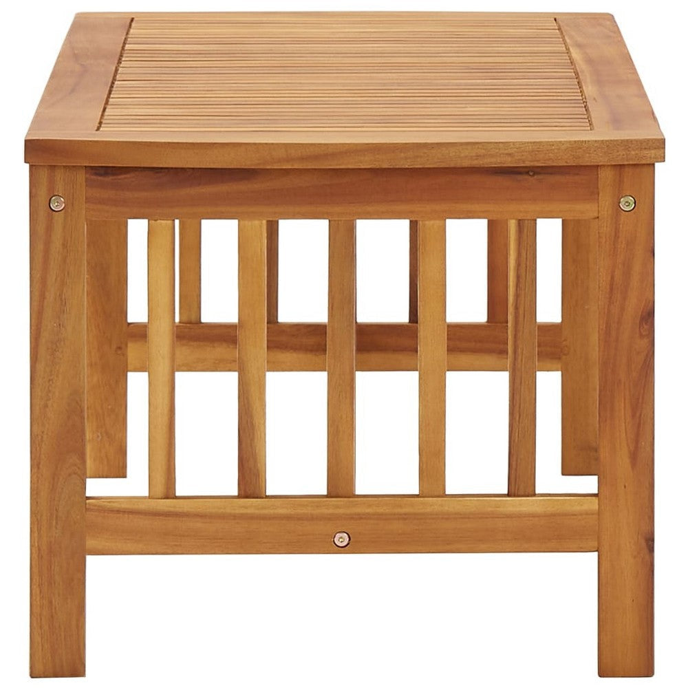 Mia Coffee Table Brown Acacia Wood Slatted Legs Rectangular 40’’ BM325692