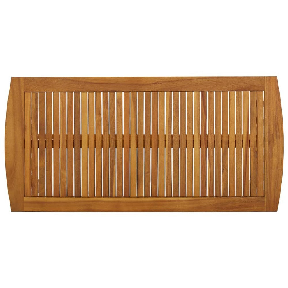 Mia Coffee Table Brown Acacia Wood Slatted Legs Rectangular 40’’ BM325692