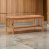 Mia Coffee Table, Brown Acacia Wood, Slatted Legs, Rectangular 40"