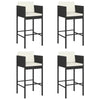 Outdoor Barstool Chair Set of 4 White Fabric Cushions Black Rattan BM325693