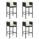 Outdoor Barstool Chair Set of 4 White Fabric Cushions Black Rattan BM325693