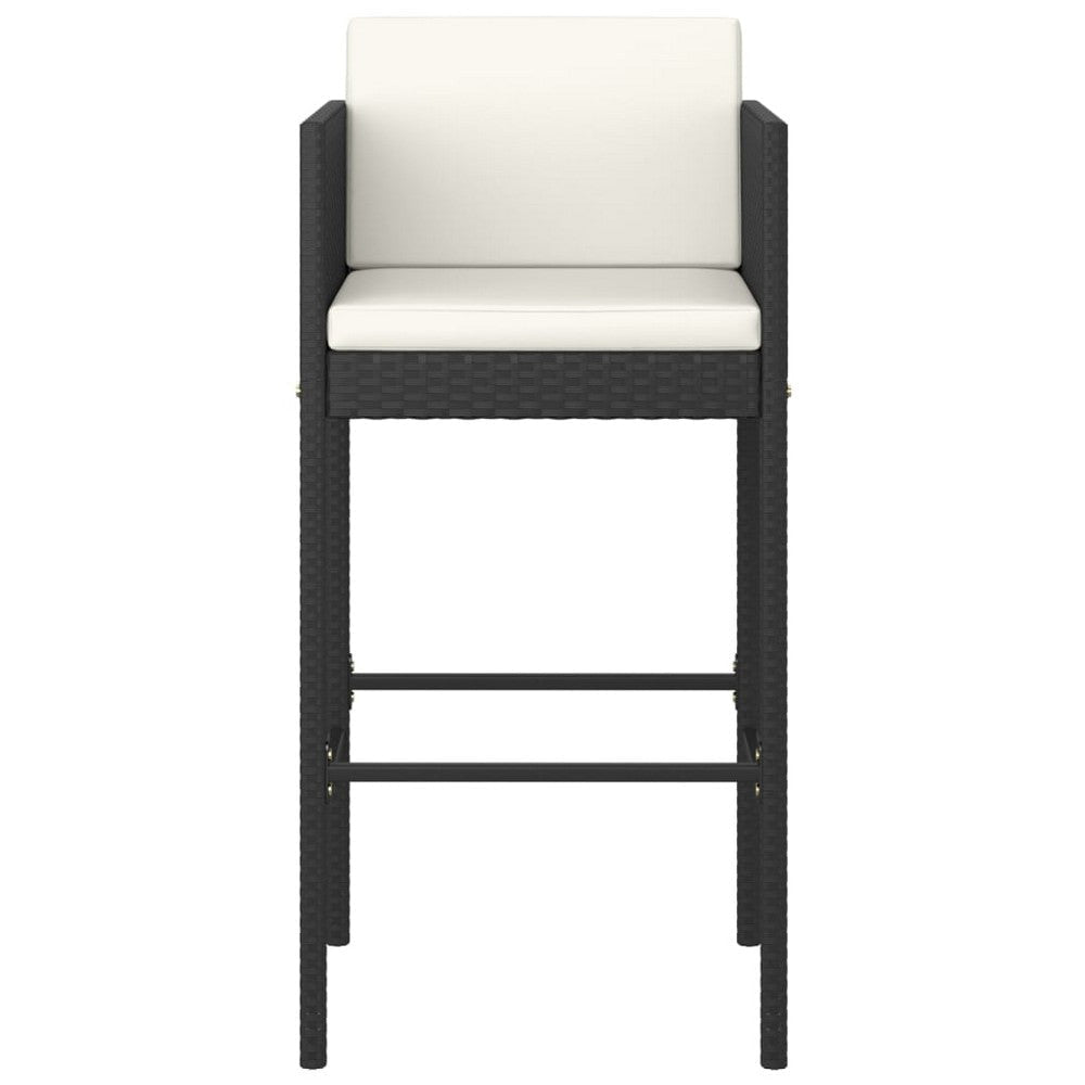Outdoor Barstool Chair Set of 4 White Fabric Cushions Black Rattan BM325693