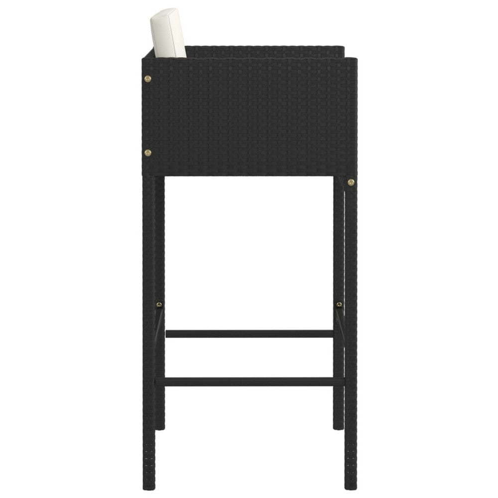 Outdoor Barstool Chair Set of 4 White Fabric Cushions Black Rattan BM325693
