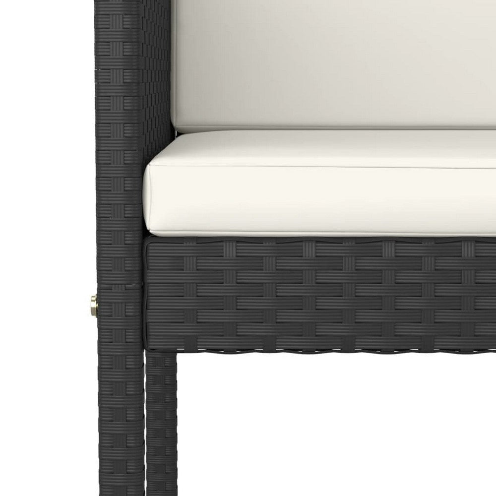 Outdoor Barstool Chair Set of 4 White Fabric Cushions Black Rattan BM325693