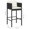 Outdoor Barstool Chair Set of 4 White Fabric Cushions Black Rattan BM325693