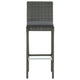 Outdoor Barstool Chair Set of 2, Gray Rattan, Black Fabric Cushions