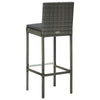 Outdoor Barstool Chair Set of 2, Gray Rattan, Black Fabric Cushions