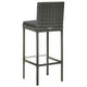 Outdoor Barstool Chair Set of 2, Gray Rattan, Black Fabric Cushions
