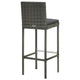 Outdoor Barstool Chair Set of 2, Gray Rattan, Black Fabric Cushions