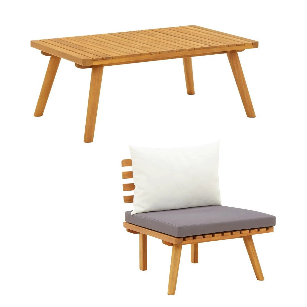 Roma 5pc Outdoor Modular Sofa Set Coffee Table Brown Acacia Wood BM325695