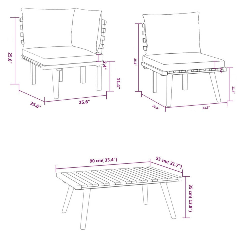 Roma 8pc Outdoor Modular Sofa Set Table White Cushions Acacia Wood BM325698